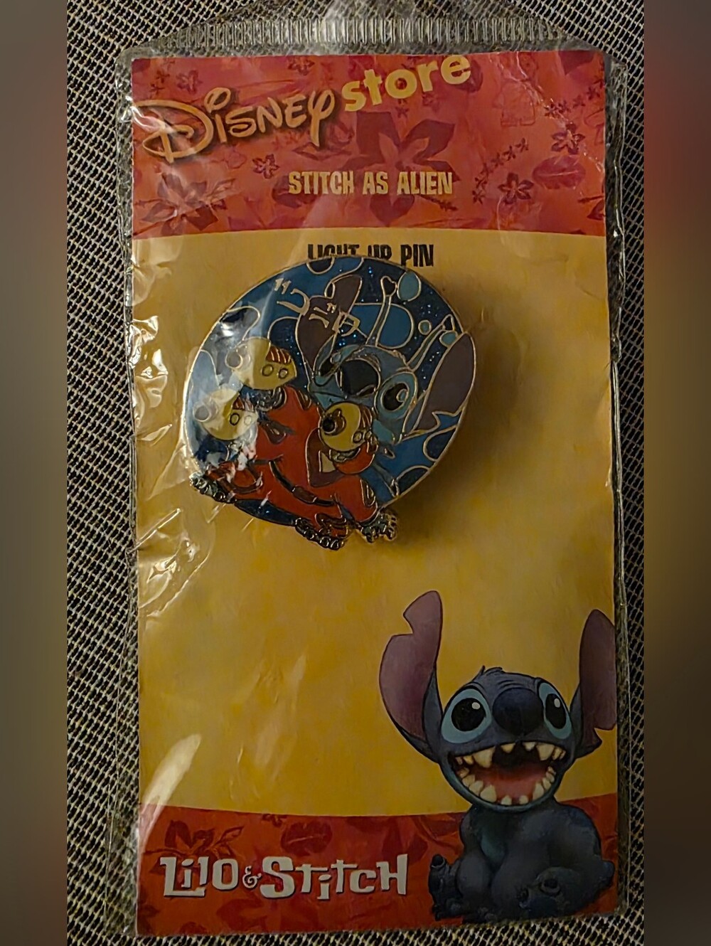 Disney Stitch Light Up Pin - New In Package